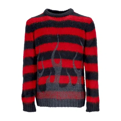 VISION OF SUPER BLACK FLAMES JUMPER RED MEN'S SWEATER