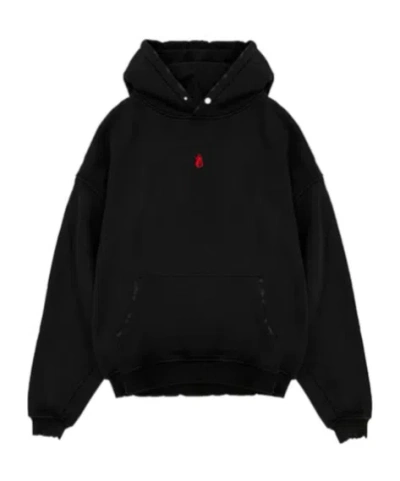 Vision Of Super Black Hoodie With Embroidered Flame