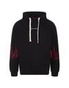 Vision Of Super Men's Lightweight Hooded Sweatshirt Embroidery Flames Hoodie Black/red In Black