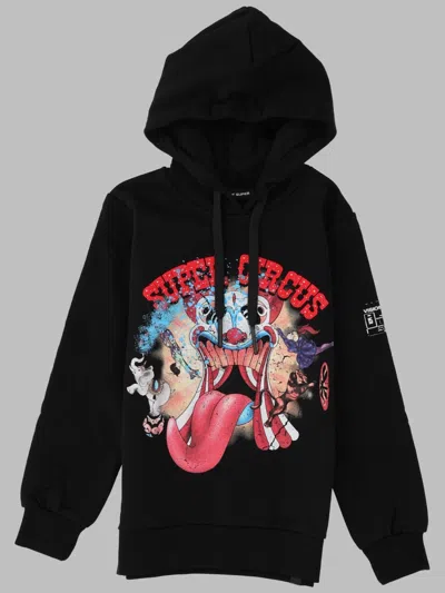 Vision Of Super Black Kids Hoodie With Tongue Print In Yellow