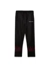 Vision Of Super Black Pants With Red Embroidered Flames In Black