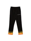 Vision Of Super Black Pants With Red Shaded Flames In Black