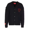 Vision Of Super Heart-embroidered Button Cardigan In Black