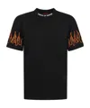 Vision Of Super Black T-shirt With Embroidered Orange Flames And White Logo In Black