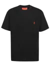 VISION OF SUPER BLACK T-SHIRT WITH FLAMES LOGO AND METAL LABEL