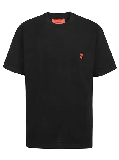 Vision Of Super Black T-shirt With Flames Logo And Metal Label