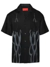 Vision Of Super Long-sleeved Flame Pattern Shirt In Black