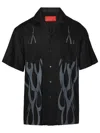 Vision Of Super Long-sleeved Flame Pattern Shirt In Black