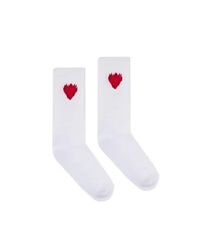 Vision Of Super Calzini Bianchi Jacquard Flaming Heart In White