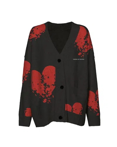 Vision Of Super Cardigan Jacquard Broken Heart Nero