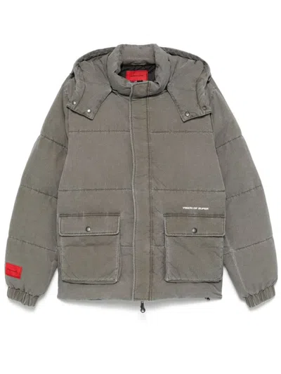 Vision Of Super Short Puffer Jacket With Pockets In Grey