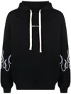Vision Of Super Flame-embroidered Cotton Hoodie In Black