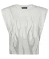 Vision Of Super Flame-print Padded-shoulder Top In Gray