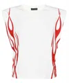 Vision Of Super Flame-print Shoulder-padded Top In White