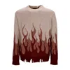 Vision Of Super Flame-print Distressed-finish Jumper In Grape Wine
