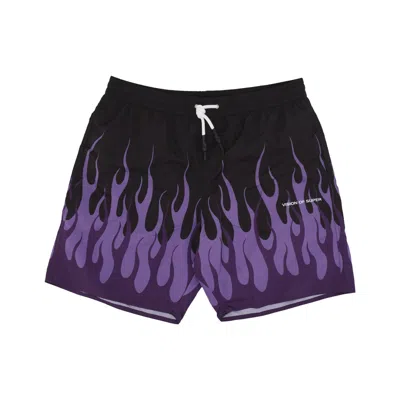 Vision Of Super Double Flames Swimwear Men's Swim Shorts Black/purple