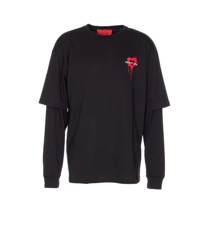 Vision Of Super Double Sleeves Puff Print T-shirt In Black