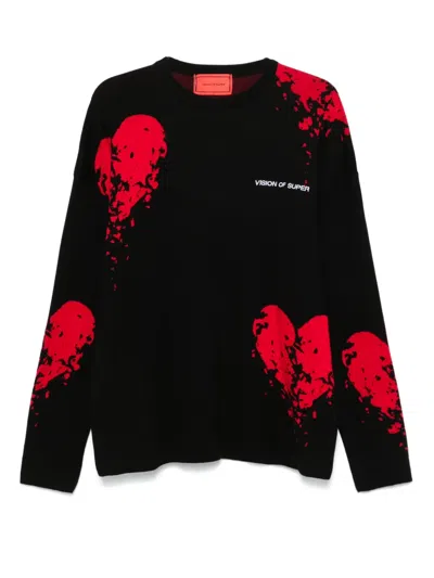 Vision Of Super Embroidered-logo Sweater In Black