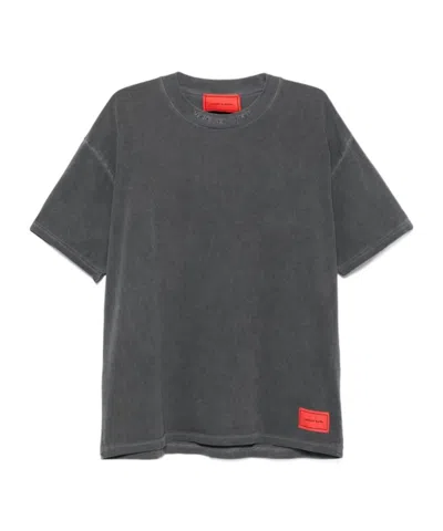Vision Of Super Embroidered-logo T-shirt In Grey