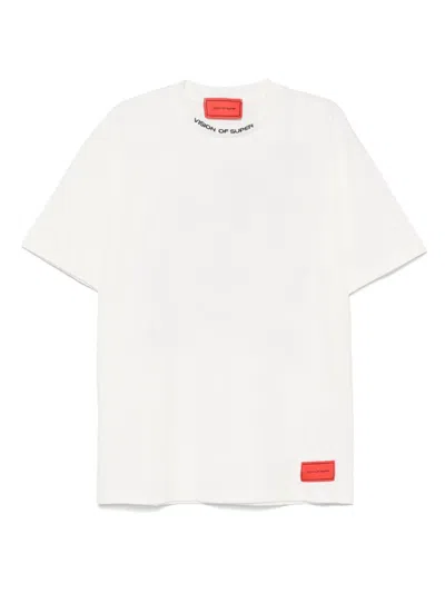 Vision Of Super Ruined Skull Print And Logo T-shirt In White