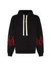 Vision Of Super Men's Lightweight Hooded Sweatshirt Embroidery Flames Hoodie Black/red