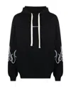 Vision Of Super Flame-embroidered Cotton Hoodie In Black