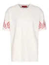 Vision Of Super Flame-embroidered Crew-neck T-shirt In White