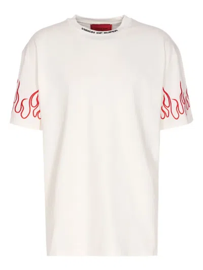 VISION OF SUPER FLAME-EMBROIDERED CREW-NECK T-SHIRT