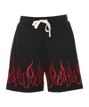 Vision Of Super Embroidered-logo Cotton Track Shorts In Black