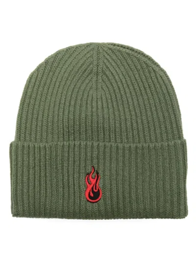 Vision Of Super Flame-embroidery Beanie In Green