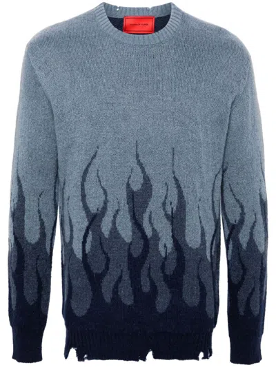 Vision Of Super Flame-jacquard Sweater In Blue