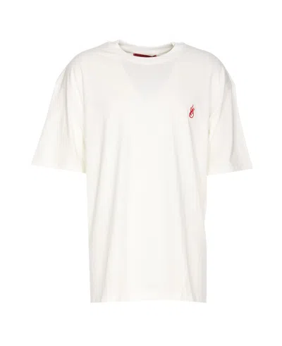 Vision Of Super Flame-embroidered T-shirt In White