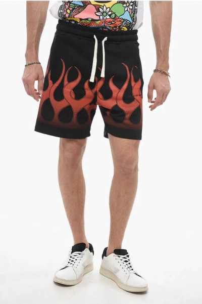 Vision Of Super Flame Print Brushed Cotton Jogger Shorts In Multi