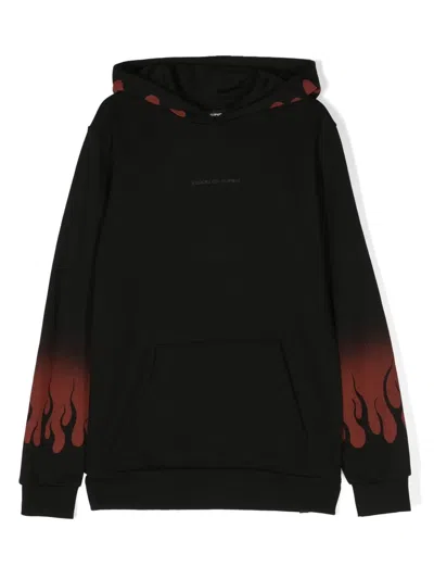 Vision Of Super Flame-print Cotton Hoodie In 黑色