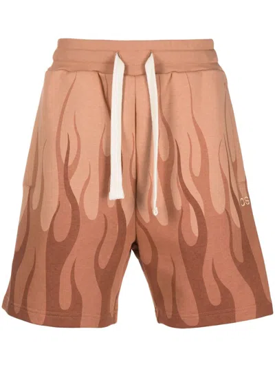 Vision Of Super Flame-print Cotton Shorts In Terracotta