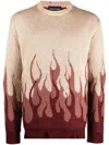 Vision Of Super Double Flames Men's Sweater L/s Jumper Grape Wine In Neutrals