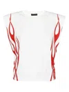 Vision Of Super Flame-print Shoulder-padded Top In White