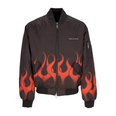 Vision Of Super Flames Bomber Men's Bomber Jacket Black/red
