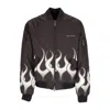 Vision Of Super Flames Bomber Men's Bomber Jacket Black/white In Black/white