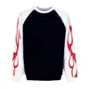 Vision Of Super Flames Crewneck Men's Lightweight Crewneck Sweatshirt Off White/black/red In Off White/black/red