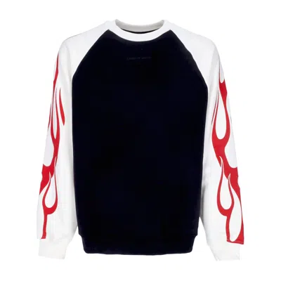 Vision Of Super Flames Crewneck Men's Lightweight Crewneck Sweatshirt Off White/black/red