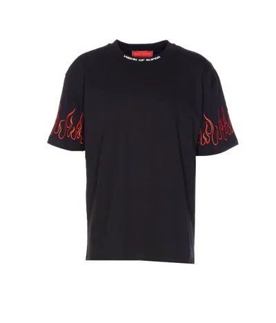 Vision Of Super Flames Logo T-shirt In Black
