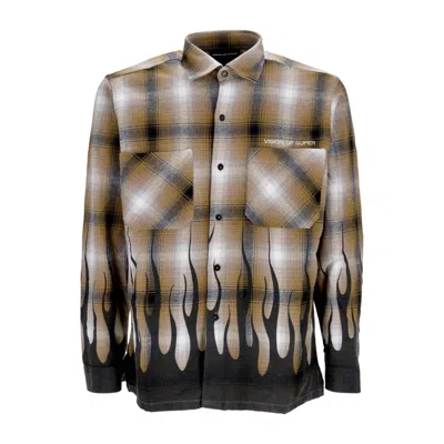Vision Of Super Flames Shirt Plantation Men's Long Sleeve Shirt