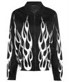 Vision Of Super Flame-print Zip-front Jacket In Black