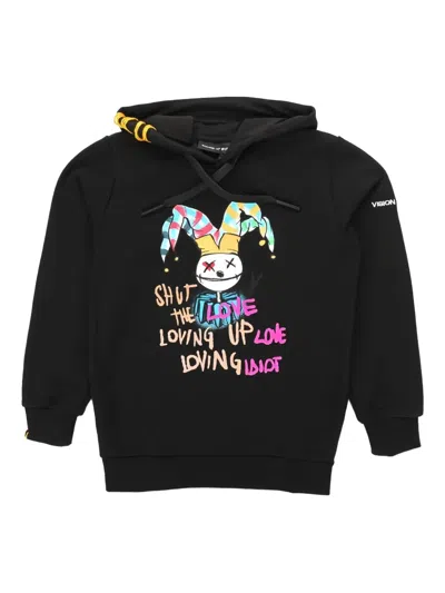 Vision Of Super Kids' Graphic-print Hoodie In Black