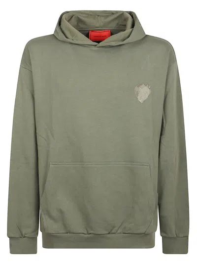 VISION OF SUPER GREEN HOODIE WITH EMBRIDERED FLAMING HEART LOGO
