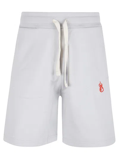 Vision Of Super Grey Shorts With Embroidered Flame And Printed Logo