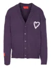 Vision Of Super Heart-embroidered Button Cardigan In Purple