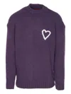 Vision Of Super Heart-embroidered Crewneck Sweater In Purple