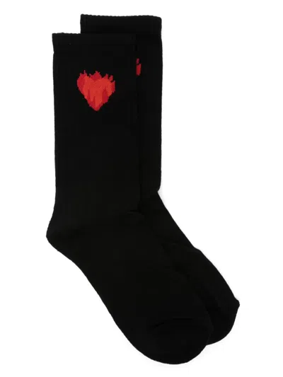 Vision Of Super Heart-jacquard Socks In Black